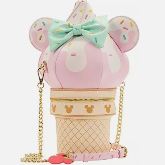 NWT Loungefly Stitch Shoppe Disney Minnie Sweets Soft Serve Ice Cream Crossbody - Picture 3 of 6